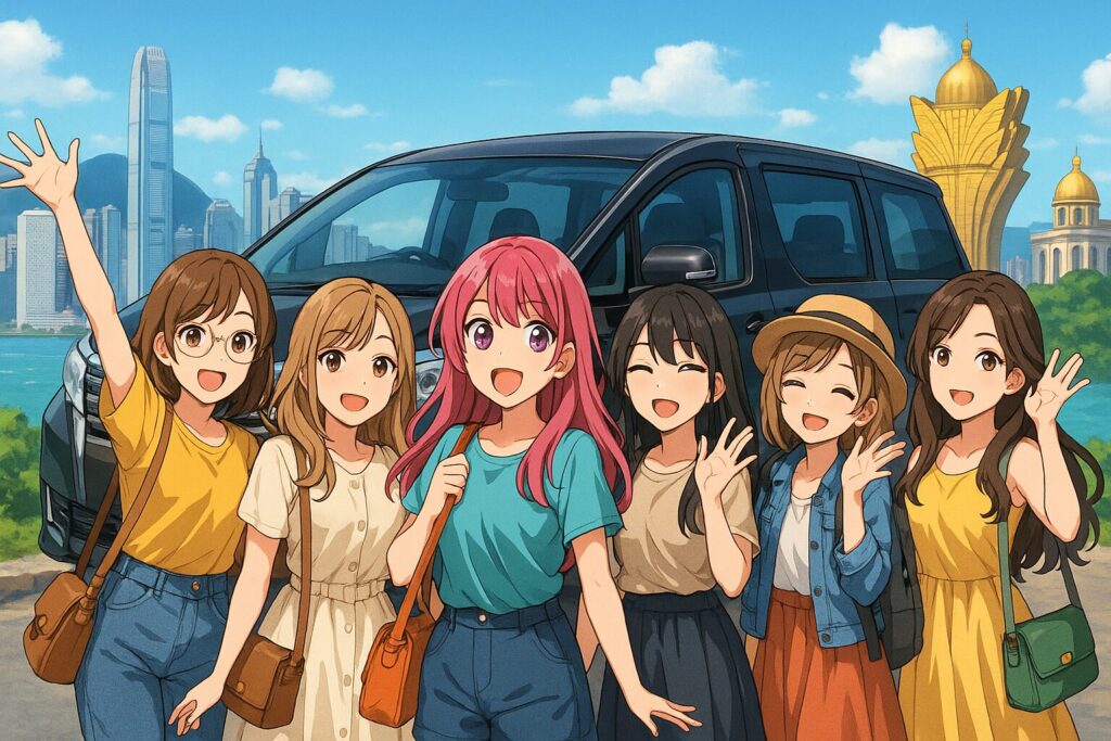 女子6人で香港からマカオへタクシーチャーターで移動する