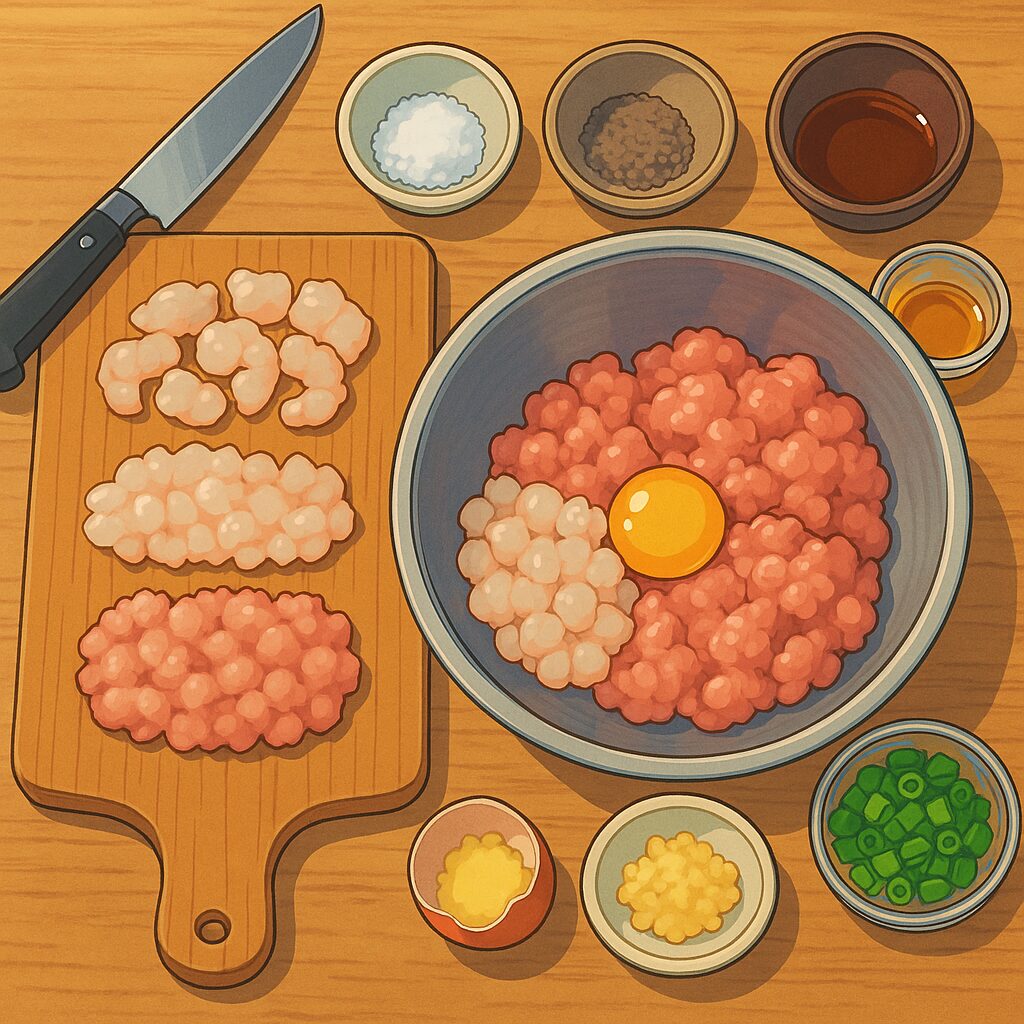 ワンタンの餡(タネ)を作る