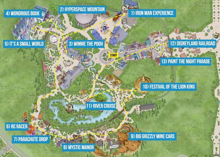 香港ディズニーランドのパーク全体を俯瞰したイラストマップ