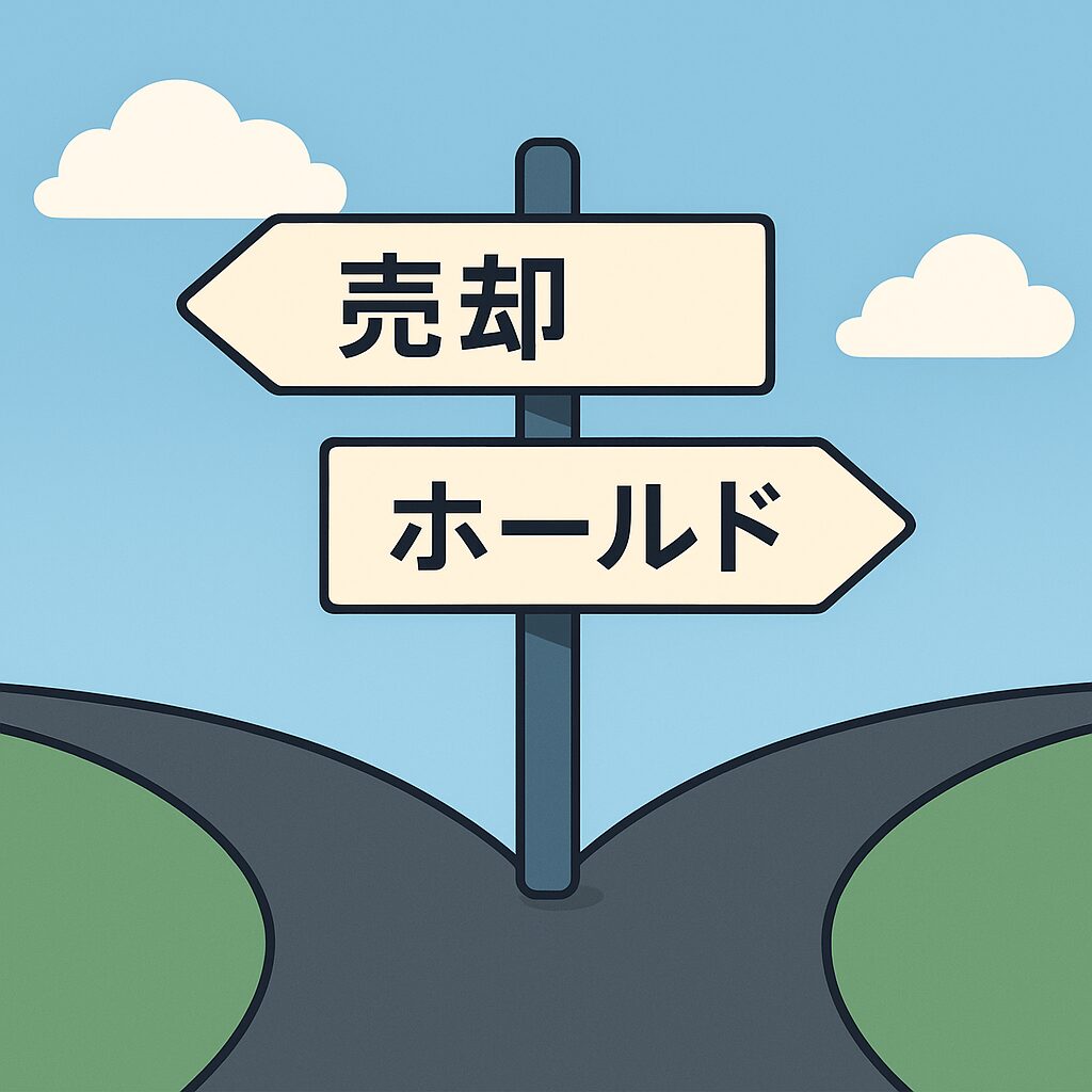 売却か保有か選択を迫られるイメージ