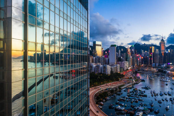 hongkong Modern office building detail, glass surface