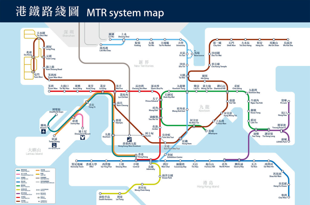 香港MTRの路線図
